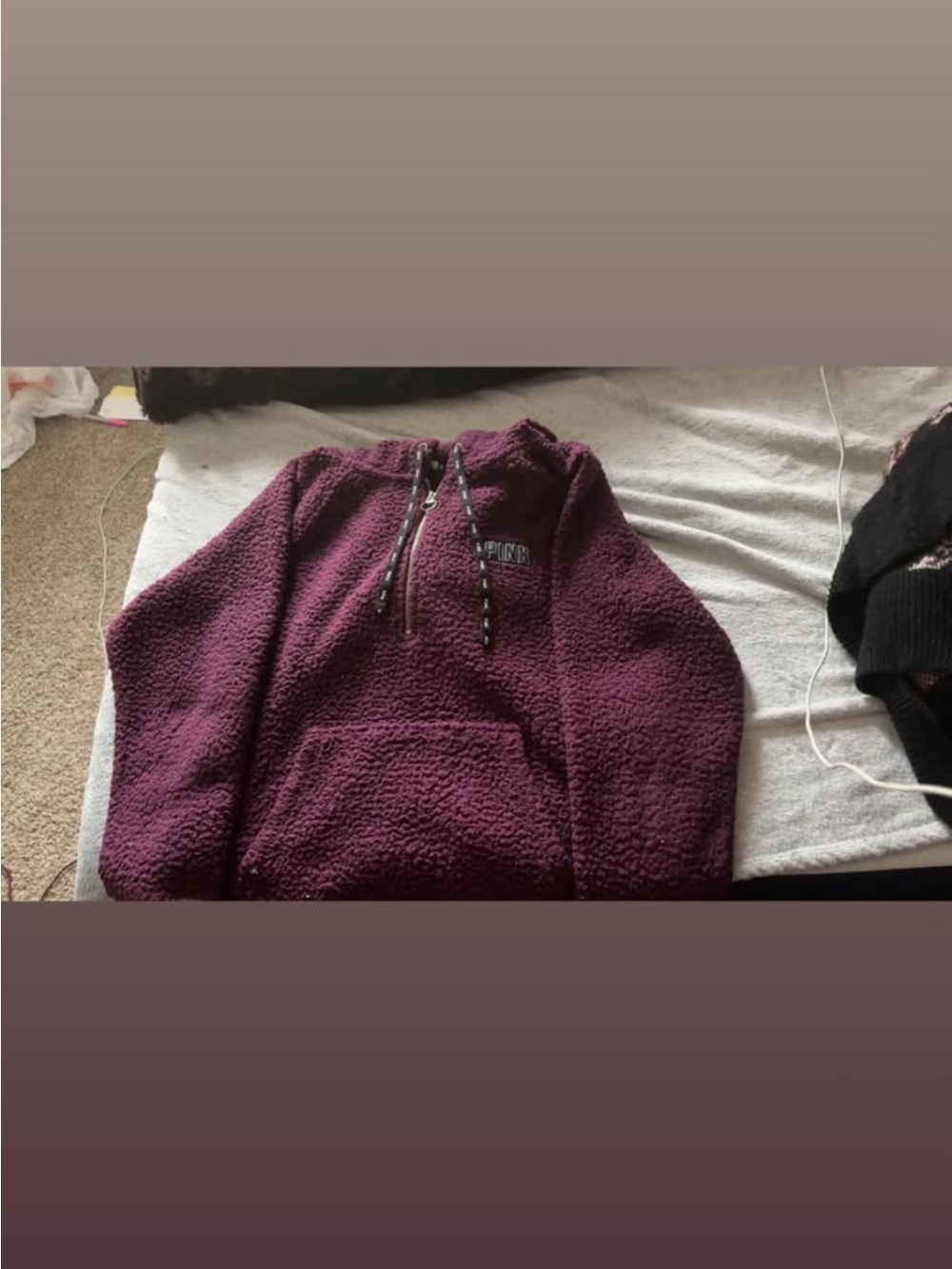 PINK Victoria's Secret Plush Sherpa Half-Zip in Plum